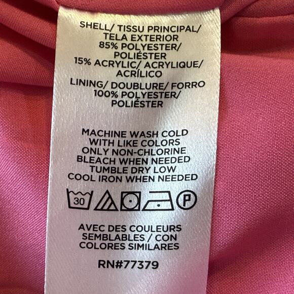 Ann Taylor Tweed Dress Womens Size 4 Pink Plaid Short Sleeve Round Neck Zip Back - Picture 7 of 7